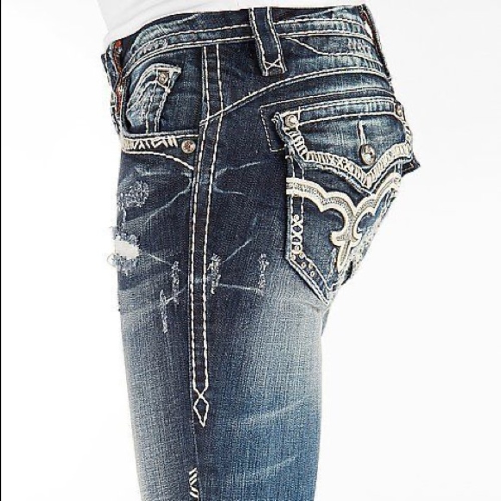 Rock Revival Distressed May Boot Cut Jeans.